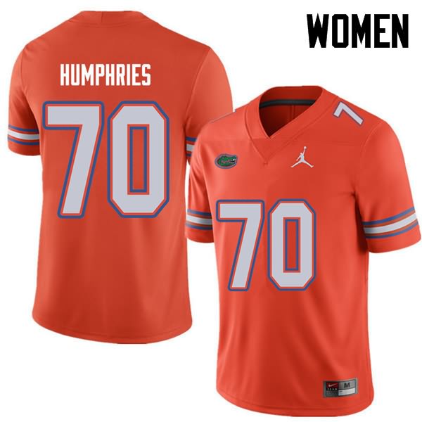 Women's NCAA Florida Gators D.J. Humphries #70 Stitched Authentic Jordan Brand Orange College Football Jersey FCE8765XY